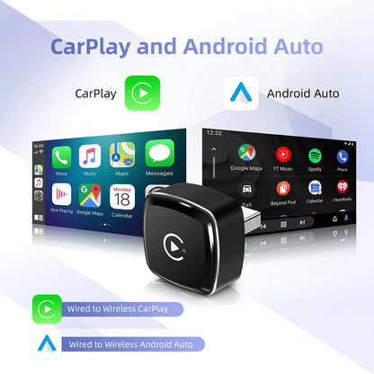 Nuevo adaptador 2 en 1 Mini CarPlay Box con cable a CarPlay inalámbrico Android Auto Smart Box Bluetooth conectar Plug & Play para 98% de coches