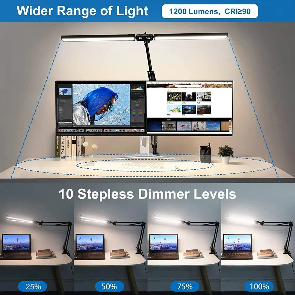 Lámpara de escritorio con Clip Led de un solo cabezal, lámparas de mesa de ordenador regulables, Monitor, luz de arquitecto, lámpara de mesa para luces de lectura de oficina