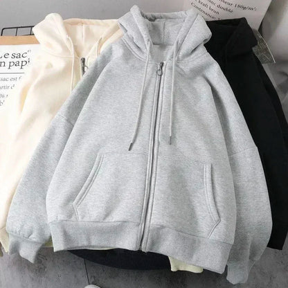 Y2K nueva versión coreana de estilo universitario Spice Girl cremallera Sudadera con capucha mujeres Harajuku Casual suelta polar grueso sudadera Punk Sudadera con capucha