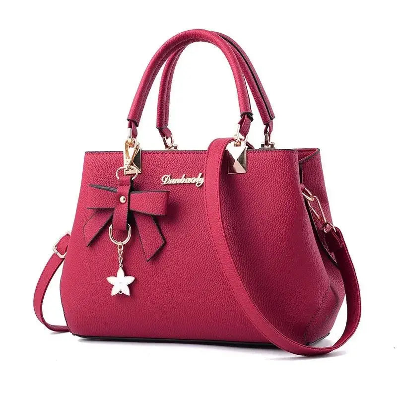 Bolsos de mensajero para mujer con colgante de flor, bolsos de moda para oficina para mujer, bolso puro para mujer, nuevos bolsos de hombro tipo bandolera