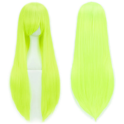 Soowee 80cm Synthetic Hair Wigs, White and Purple Cosplay Wigs, Black Straight Hair Wig for Party, Women's Wig.