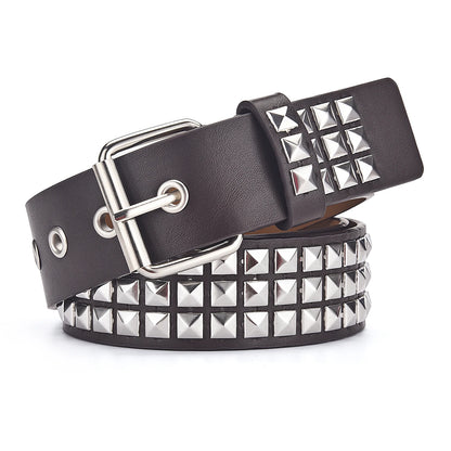 Nuevo cinturón con remaches de cuentas cuadradas a la moda, cinturón piramidal de Metal para hombres y mujeres, Hardware Punk, cinturón vaquero Y2K, cinturón de diseñador, cinturón para mujer
