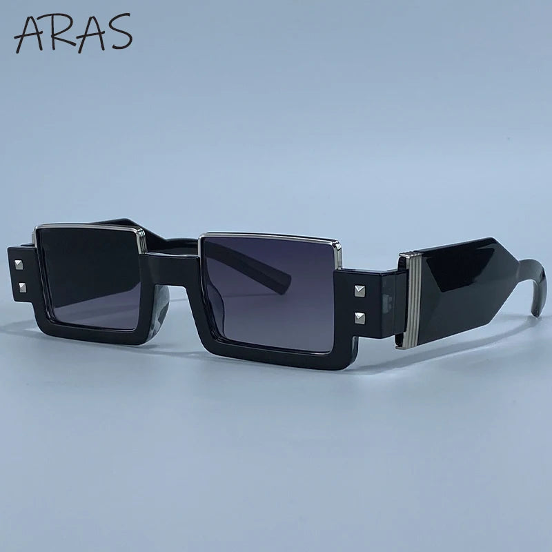 Punk Y2K 2026 Square Luxury Brand Sunglasses, Retro Steampunk Sunglasses for Women, Outdoor UV400 Sunglasses