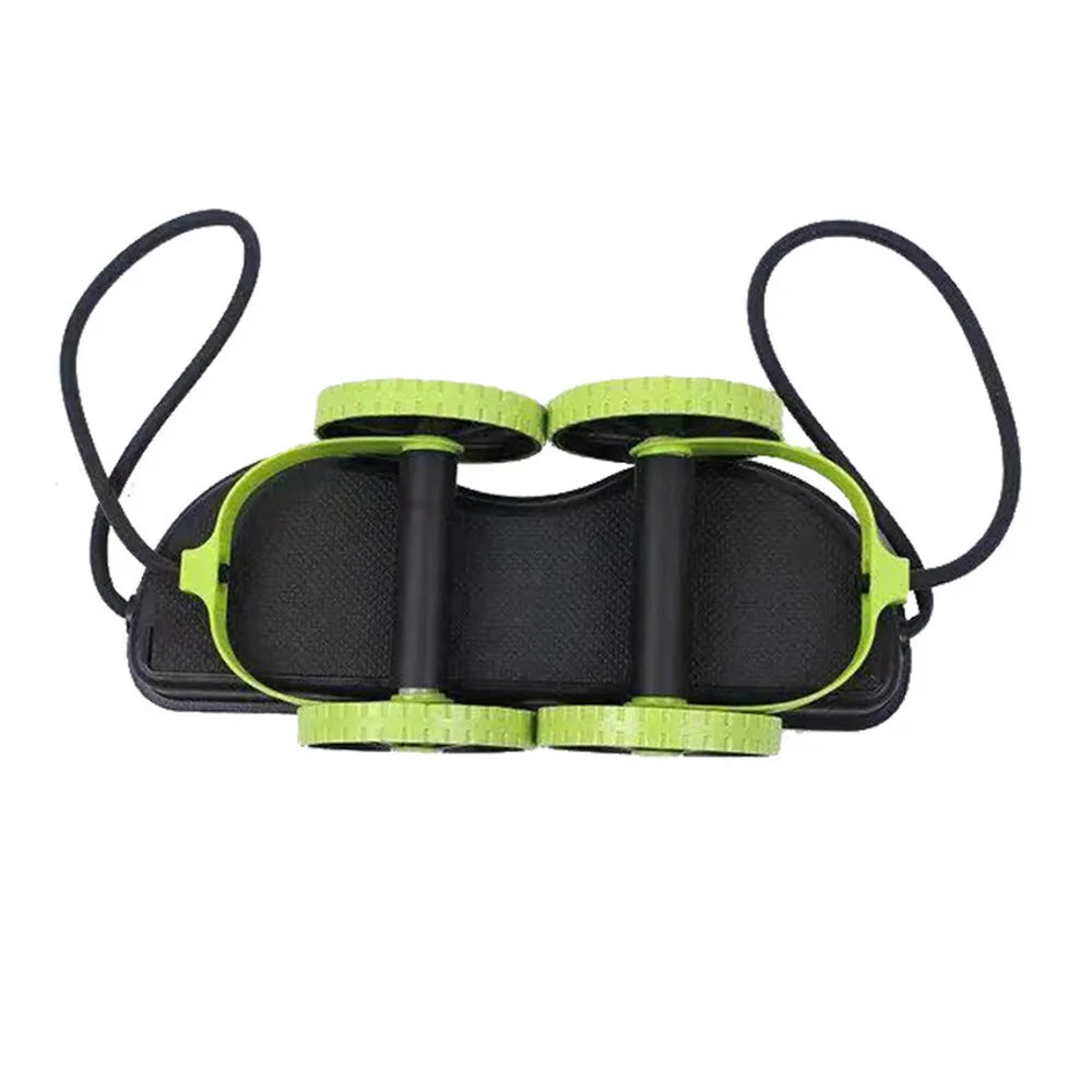Equipo de ejercicio multifuncional Abdominal, rueda de doble rodillo con bandas de resistencia, estera para rodilla, tren de adelgazamiento de cintura, gimnasio en casa