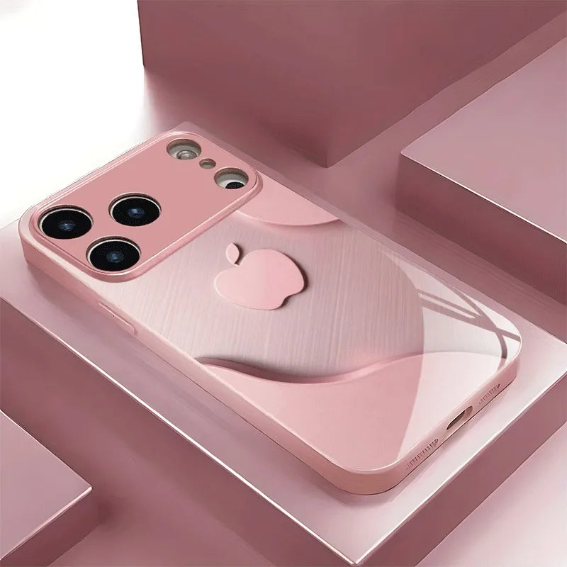 Funda de teléfono de cristal con pintura metálica, color rosa claro de lujo, para iPhone 17 16 15 14 13 12 11 Pro Max Plus 17Air 16E