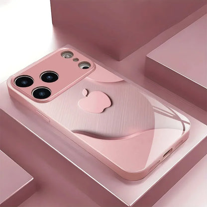 Funda de teléfono de cristal con pintura metálica, color rosa claro de lujo, para iPhone 17 16 15 14 13 12 11 Pro Max Plus 17Air 16E