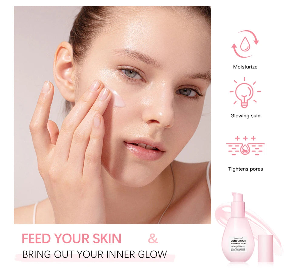Nuevo Suero de gotas de rocío de niacinamida que brilla en sandía, crema de imprimación de maquillaje, suero Facial ligero y brillo líquido de imprimación