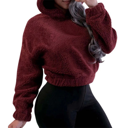 Moda coreana de invierno con orejas de oso, Sudadera con capucha holgada y esponjosa, sudadera cálida, Top de manga larga, jersey liso, ropa para mujer