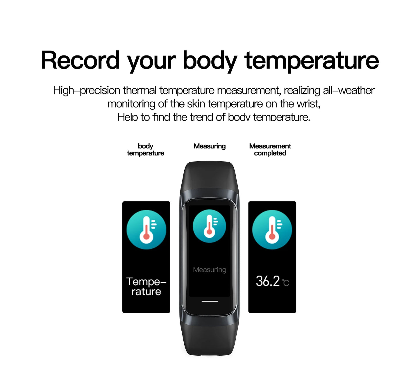 Reloj inteligente AMOLED con Monitor de temperatura corporal, reloj deportivo resistente al agua hasta 3ATM, correa de reloj inteligente para hombres y mujeres IOS Android