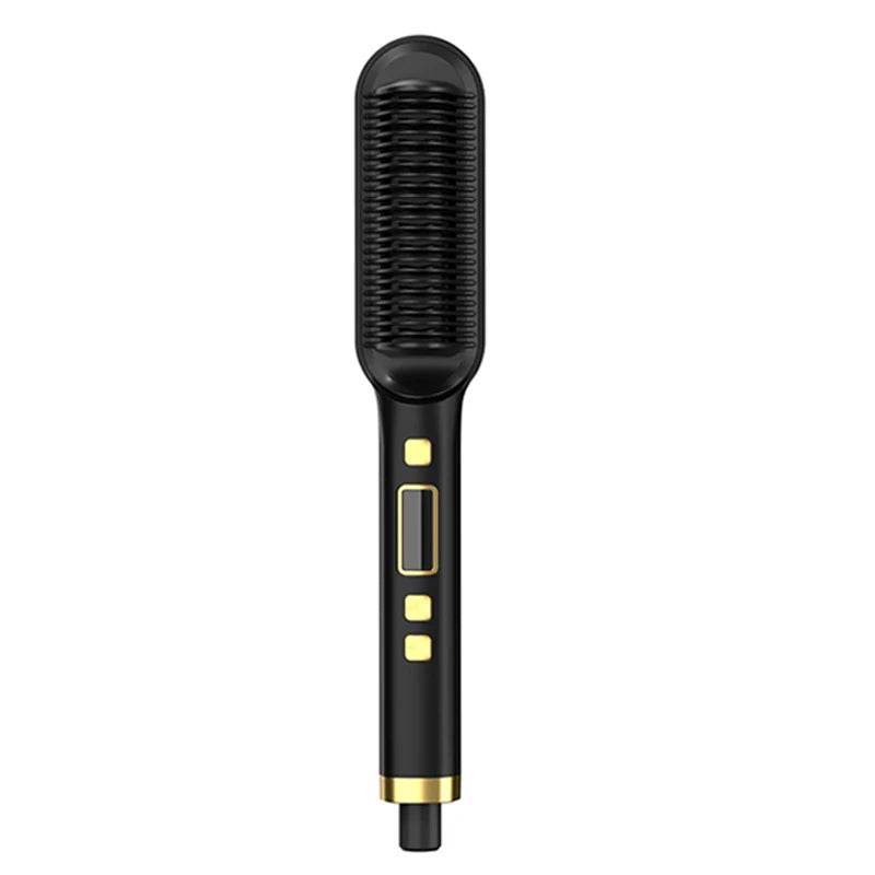Cepillo eléctrico profesional de iones negativos, peine rizador con pantalla Lcd, herramienta rizadora, 2 en 1
