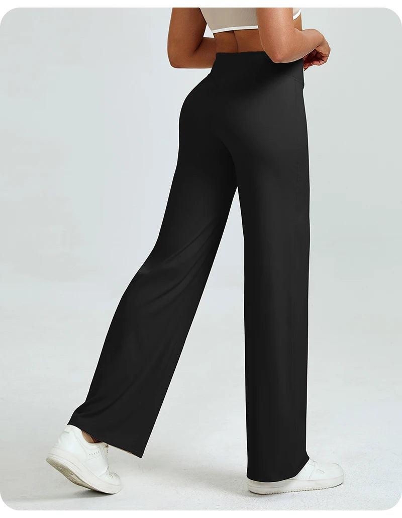 Women's High Waisted Straight Leg Yoga Pants, Naked Feeling, Butt Lift, Loose Fit, Workout Pants, Slimming Gym Pants