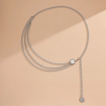 Estilo Punk Hip Hop, cadena de cintura que combina con todo, Luna, cinturón de Metal Vintage para mujer, cinturón de cadena de cintura alta Vintage para mujer.