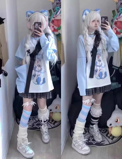 Ropa japonesa para mujer con mangas extraíbles, camisetas de manga corta y larga, ropa femenina de los años 2026
