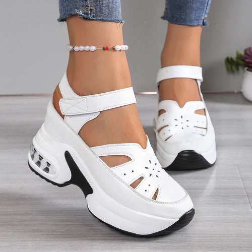 Nuevas sandalias de verano con punta cerrada para mujer, Zapatos informales de talla grande a la moda, nuevas sandalias de plataforma cómodas y ligeras con agujeros, Zapatos