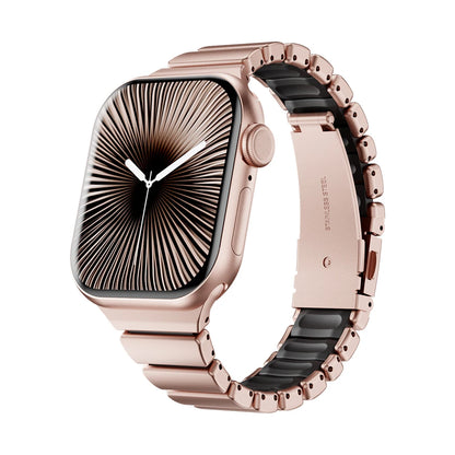 Correa de Acero Inoxidable para Apple Watch Series 10 11 42mm, Correa de Goma para Mujer para Iwatch 9 8 7 41mm 6 5 4 3 2 1 40mm 38mm