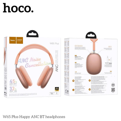 HOCO W65 Plus ANC auriculares Bluetooth con reducción de ruido sobre la oreja auriculares inalámbricos grandes sonidos de alta fidelidad auriculares deportivos con botón