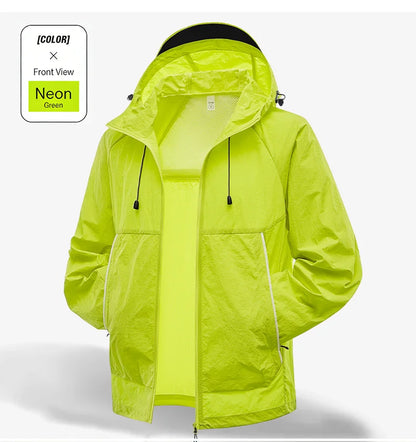 EUMERGX Waterproof Jacket for Men and Women, Windbreaker with Sun Protection for Fishing, Climbing, Hiking, Lightweight Rain Coat, Unisex, for Summer
