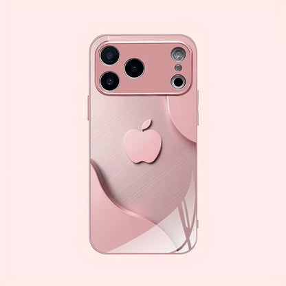 Funda de teléfono de cristal con pintura metálica, color rosa claro de lujo, para iPhone 17 16 15 14 13 12 11 Pro Max Plus 17Air 16E