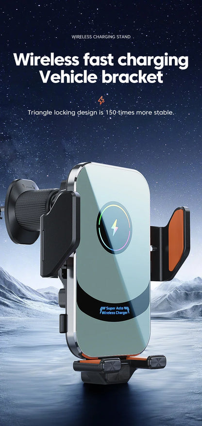 UYUXIO Automatic Clamping Wireless Car Charger Adapter, Super Fast Charging Air Vent Car Phone Mount for iPhone 16 15 Pro Max Samsung