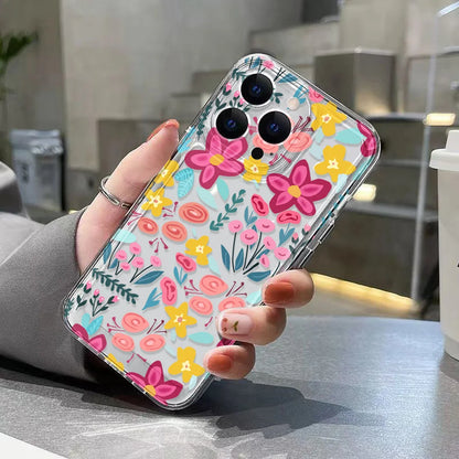 Funda de teléfono transparente con flores para iPhone 17 16 Pro Max, Funda transparente para iPhone 11 15 12 13 14 Pro Max 17 Air 17pro 17 Max