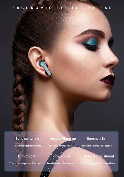 M19 TWS Headphones, Smart Touch Control, Wireless, Bluetooth-compatible Earbuds, Waterproof LED Display with Microphone