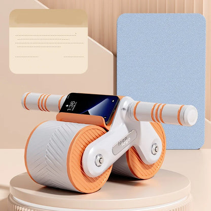 Rodillo Abdominal con Doble Rueda y Retorno Automático, Entrenador Abdominal con Rodillera, Equipo de Ejercicio para Gimnasio en Casa, Entrenamiento de Core para Fitness Corporal