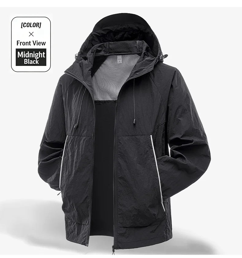 EUMERGX Waterproof Jacket for Men and Women, Windbreaker with Sun Protection for Fishing, Climbing, Hiking, Lightweight Rain Coat, Unisex, for Summer