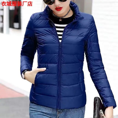 New Women's Hooded Down Jacket, Short, Thick, Warm, Casual, Lightweight, Korean Style, Simple Design