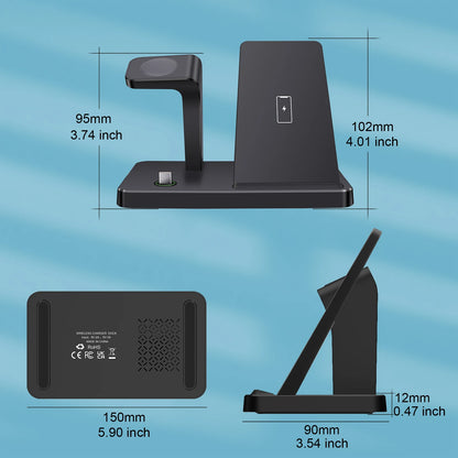 3-in-1 Wireless Charger for iPhone 16, 15, 14, 13, 12 Pro Max, Fast Charging Station for iWatch 10, 9, 8, AirPods 3, Induction Stand
