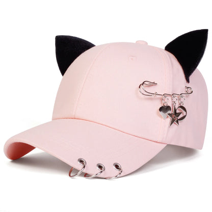 Gorra de Béisbol Unisex con Orejas de Gato, Ajustable, Casual, para Primavera y Otoño, Protección Solar, Gorra Deportiva