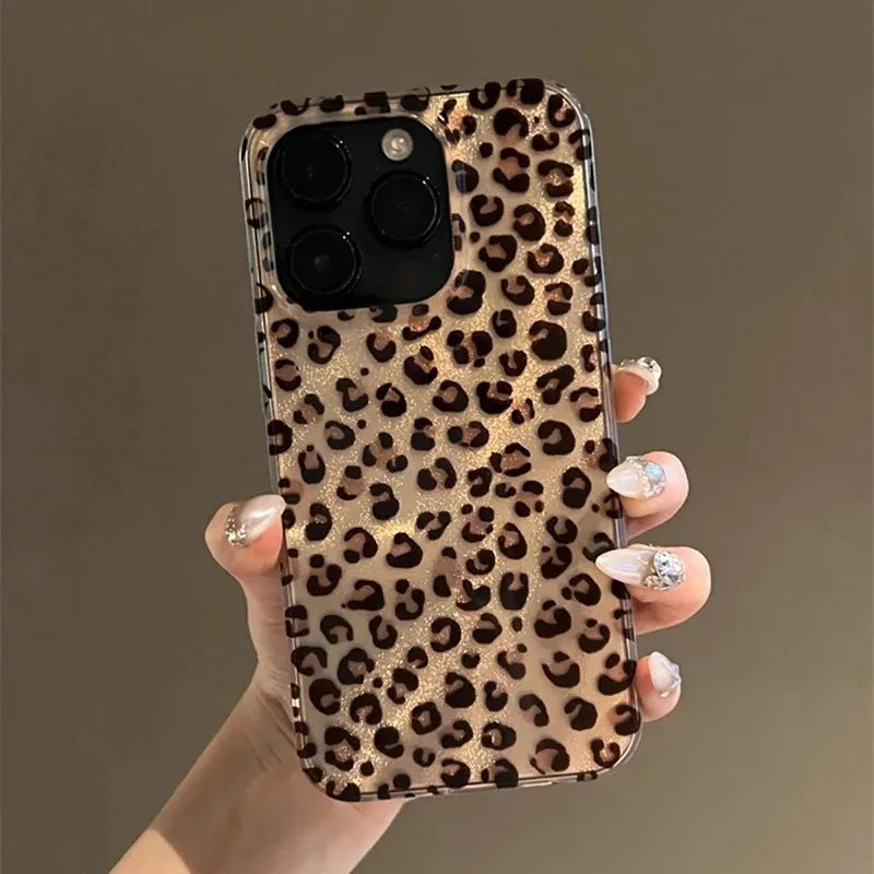 Funda de teléfono transparente con estampado de leopardo para iPhone 16 15 14 13 12 11 Pro Max 16E XS XR X 7 8 Plus SE, funda suave de silicona a prueba de golpes