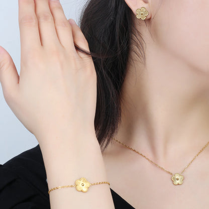 Pulsera clásica de acero inoxidable para mujer, brazalete ajustable de cinco flores, joyería de fiesta a la moda.