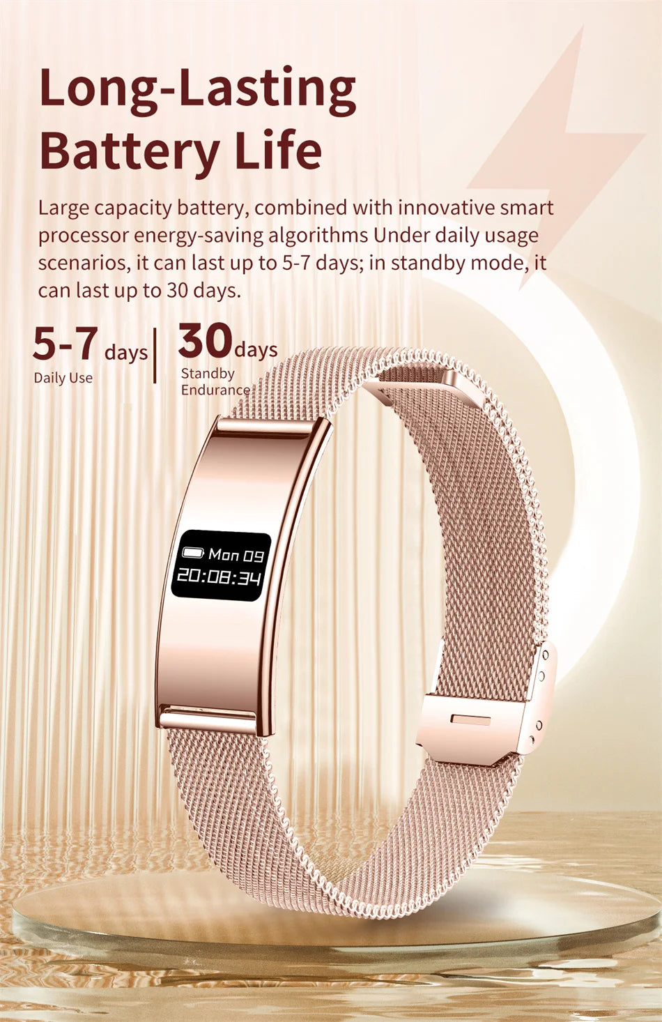 Pulsera inteligente para hombres y mujeres, Monitor de ritmo cardíaco durante el sueño, banda inteligente de salud, rastreador de actividad/deporte resistente al agua, reloj inteligente para Android iOS