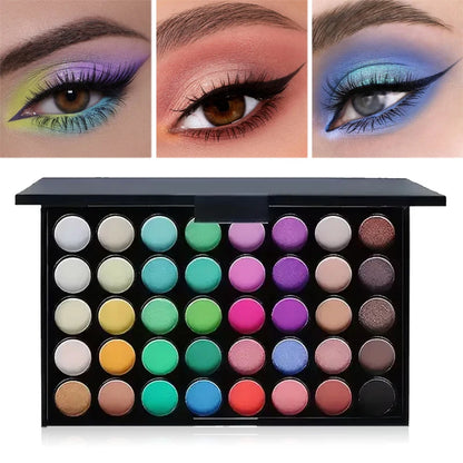 Paleta de sombras de ojos con purpurina, 40 colores, mate, resistente al agua, polvo prensado de larga duración, Kit de cosméticos, paleta de maquillaje de ojos para mujer, moda