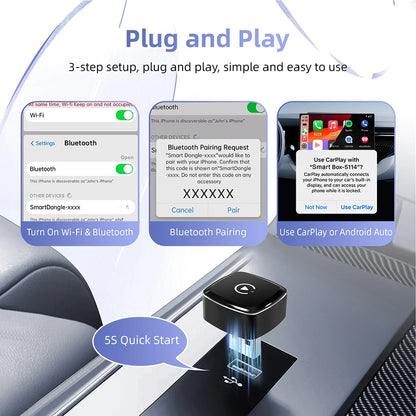 Nuevo adaptador 2 en 1 Mini CarPlay Box con cable a CarPlay inalámbrico Android Auto Smart Box Bluetooth conectar Plug & Play para 98% de coches