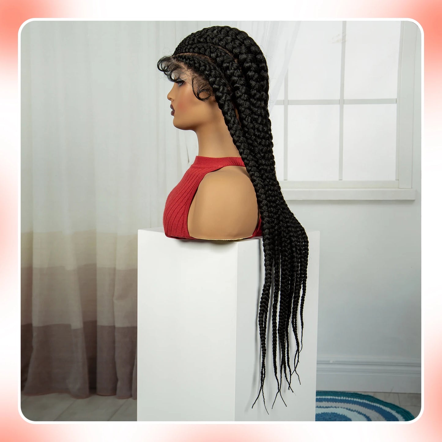 Pelucas trenzadas Cornrow de 32 pulgadas, peluca con trenzas de encaje sintético completo con pelo de bebé, peluca de encaje trenzado sin nudos Frontal para mujeres negras