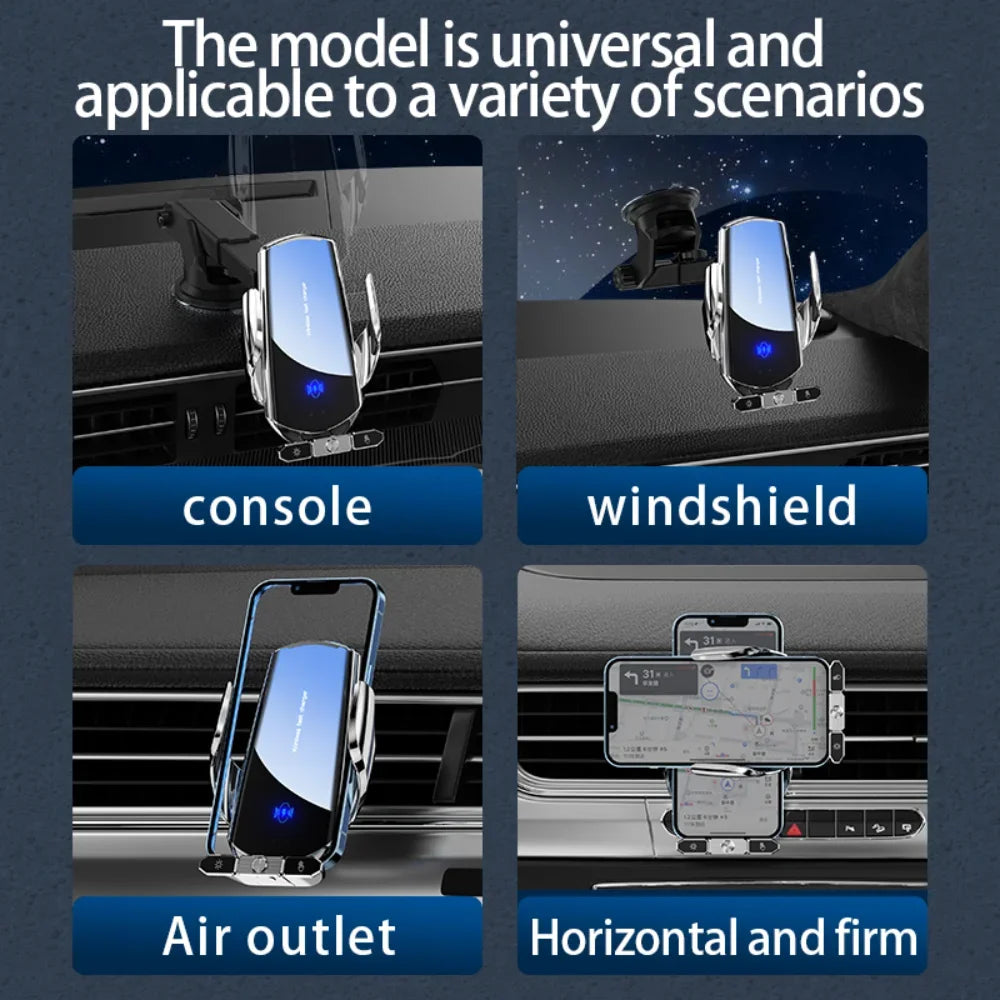 Soporte de teléfono para coche, cargador inalámbrico para iPhone 12, 13, 14, 15 Pro Max, ventosa para parabrisas, salpicadero, ventilación de aire, estación de carga rápida
