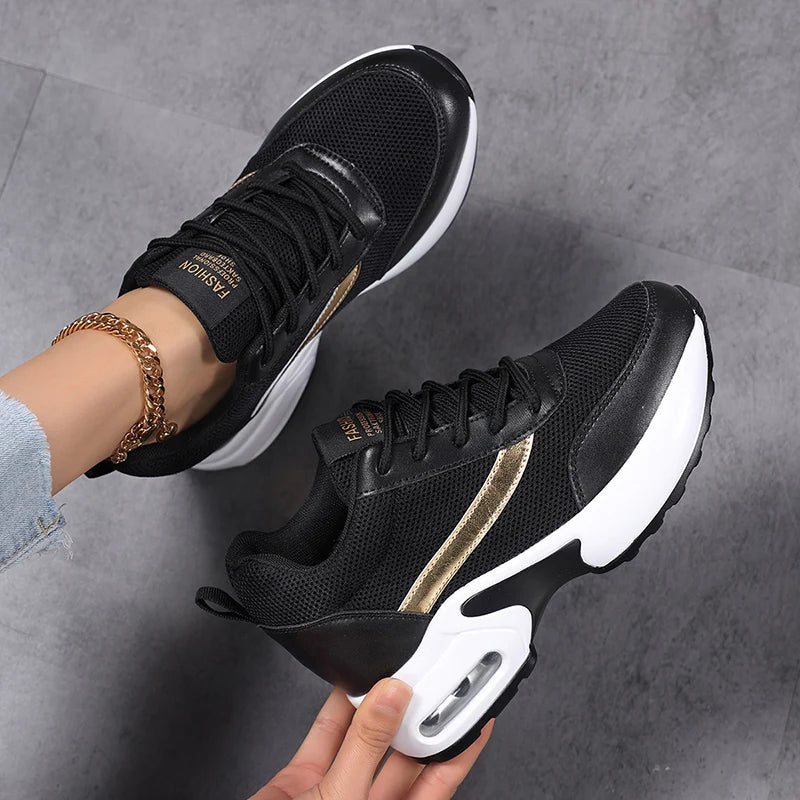 Fashion Platform Women's Shoes, Invisible Height Increasing Casual Shoes, Breathable Air Cushion Walking Travel Shoes