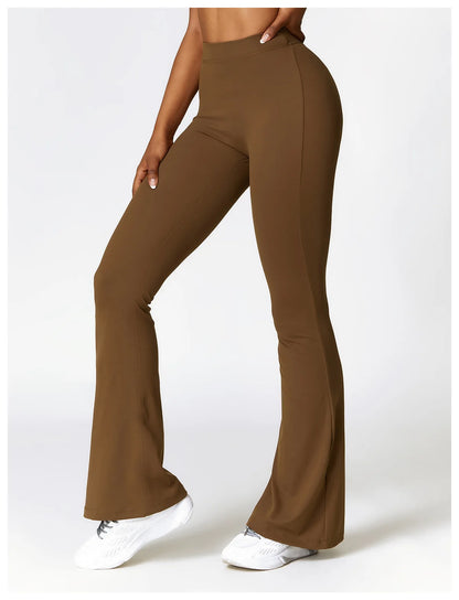 Women's V-shaped Yoga Pants, Flared Leggings, High-Waisted Wide-Leg Pants, Sports Flared Pants for Gym and Fitness, Dance Pants.