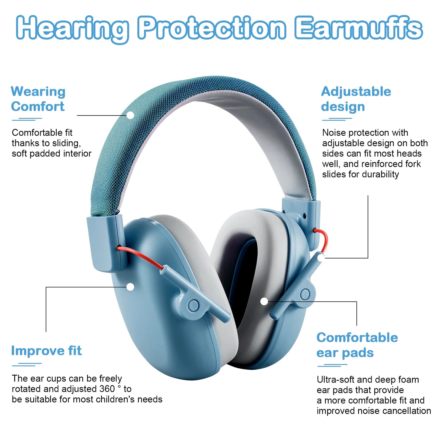 Kids protective ear muffs, 27dB hearing protection, soundproof headphones, safety reduction, noise cancelling