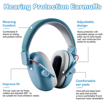 Kids protective ear muffs, 27dB hearing protection, soundproof headphones, safety reduction, noise cancelling