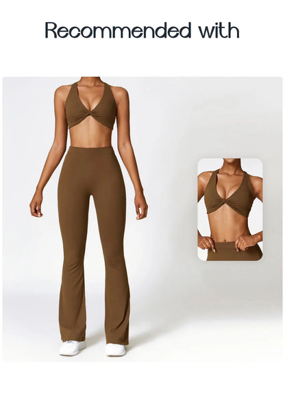 Women's V-shaped Yoga Pants, Flared Leggings, High-Waisted Wide-Leg Pants, Sports Flared Pants for Gym and Fitness, Dance Pants.