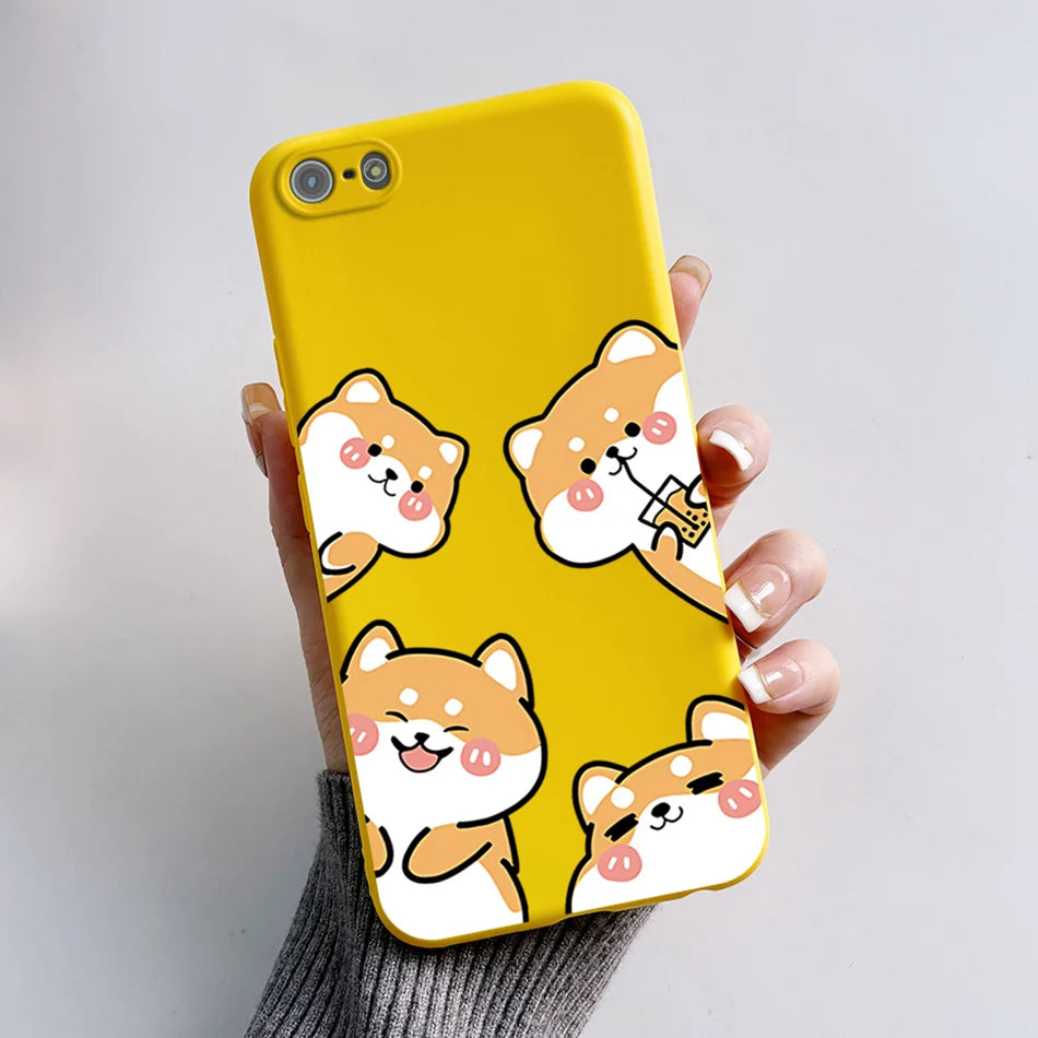 For iPhone 5 5S Case Cute Bear Cartoon Frog Painted Soft Cover For iPhone SE 2016 2020 2022 SE2 Silicone Phone Case Coque Funda