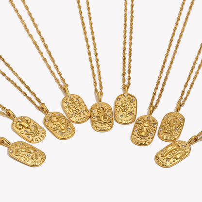 E.B.belle-collar de acero inoxidable con signo del zodiaco para mujer, joyería brillante, constelación, 2024