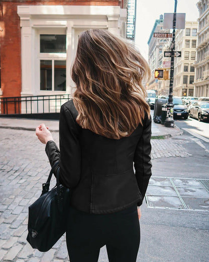 2025 Women's Cycling Coat, PU Leather Apparel, Zipper Suit, Fashionable Thin Short Female Jacket for Autumn and Winter