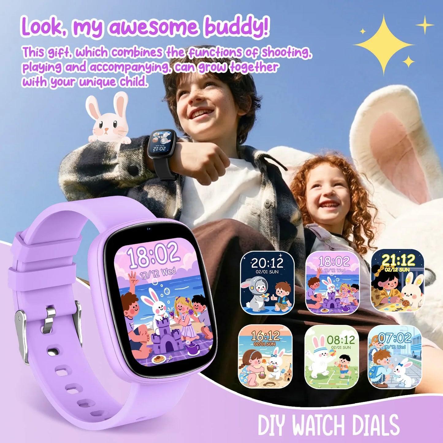 2026 Games for Kids Smartwatch 1.83'' HD Screen Camera 22 Interesting Games Sleep Monitor Alarm Clock Calculator Kids Watch Gifts