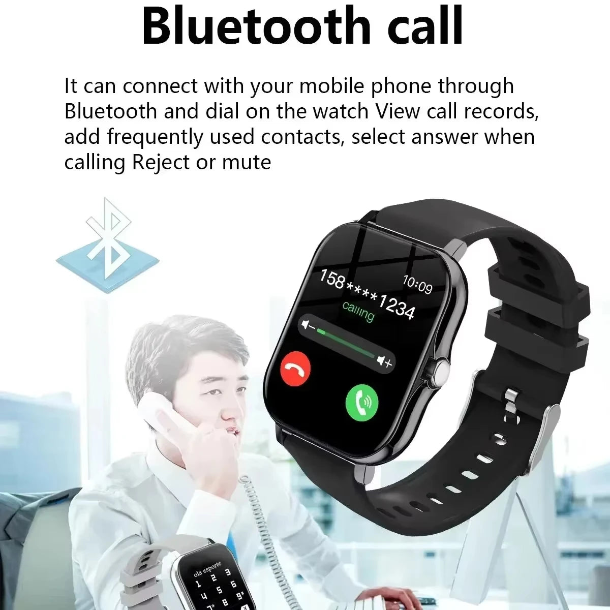 VIVO Smartwatch for Android and iPhone, 2.01-inch HD Screen, Answer and Make Calls, Message Preview, Sports Modes, Customizable Watch Face, Weather Forecast