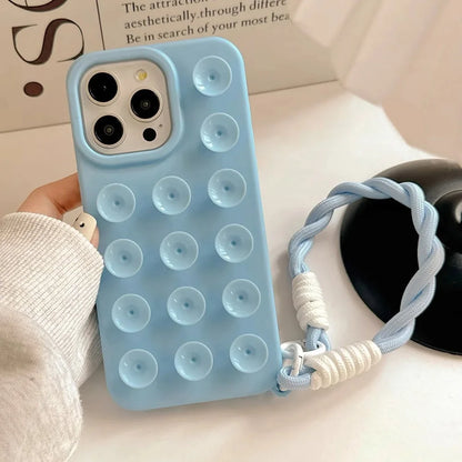 Funda de teléfono de silicona suave con ventosa para iPhone 16 Pro Max 17 13 14 11 12 15 Pro Max Plus antideslizante a prueba de golpes cubierta de Color caramelo