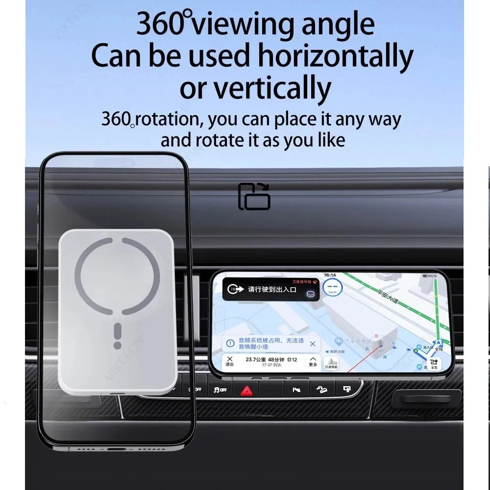 Magnetic Wireless Car Charger, Air Vent Phone Holder, 100W, for MagSafe iPhone 16, 15, 14, 13, 12 Pro Max, XS, 11, Fast Charging Pad