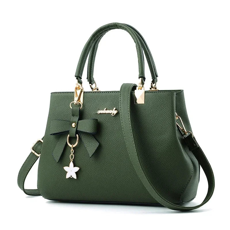Bolsos de mensajero para mujer con colgante de flor, bolsos de moda para oficina para mujer, bolso puro para mujer, nuevos bolsos de hombro tipo bandolera